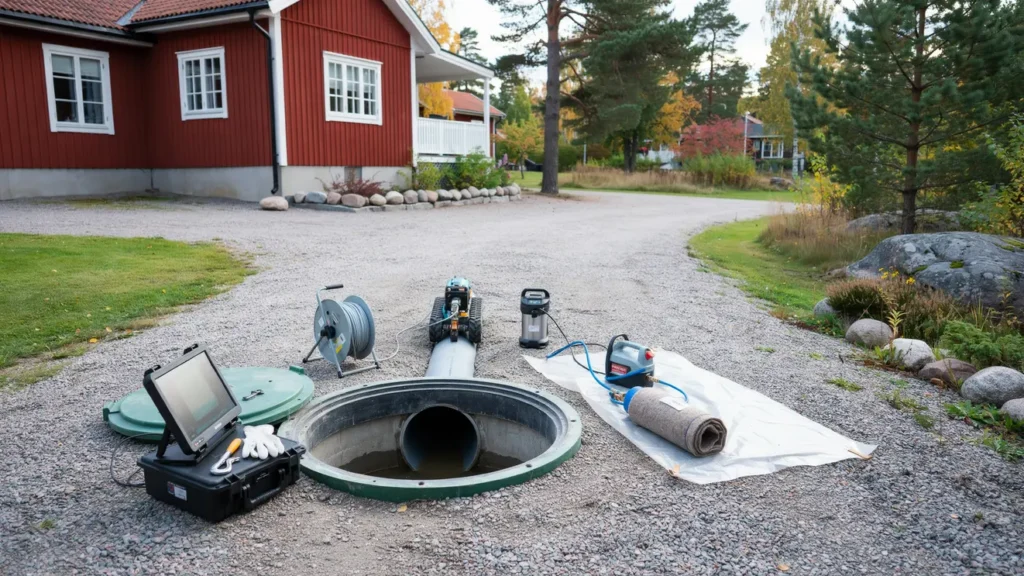 kamerainspektion och punktlagning av avloppsror i trakvista ekero 1402
